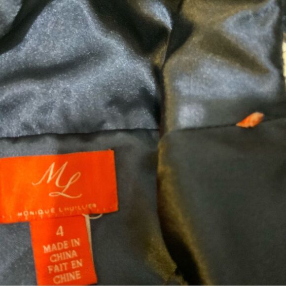 Monique Lhuillier Floral Gown blue v neck size 4 - Picture 4 of 6